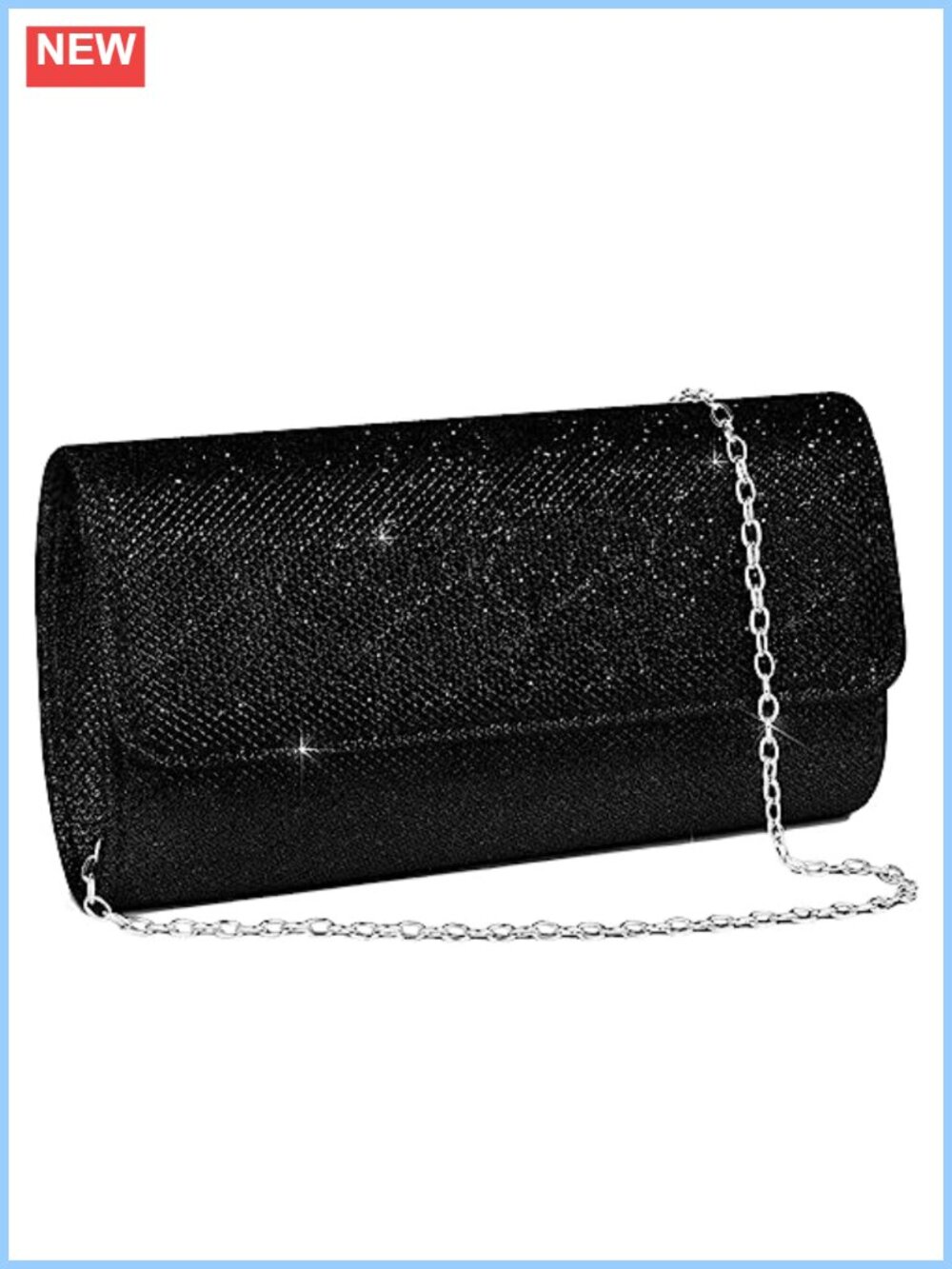 Envelope Clutch Evening Bag Sparkly Magnetic Closure Detachable Chain